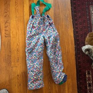 Boden Floral Kids snow pants with green straps